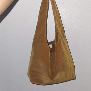 MERIT BEAUTY Corduroy Shoulder Hobo MINI Makeup Bag in Mustard Brown. NEW. Viral